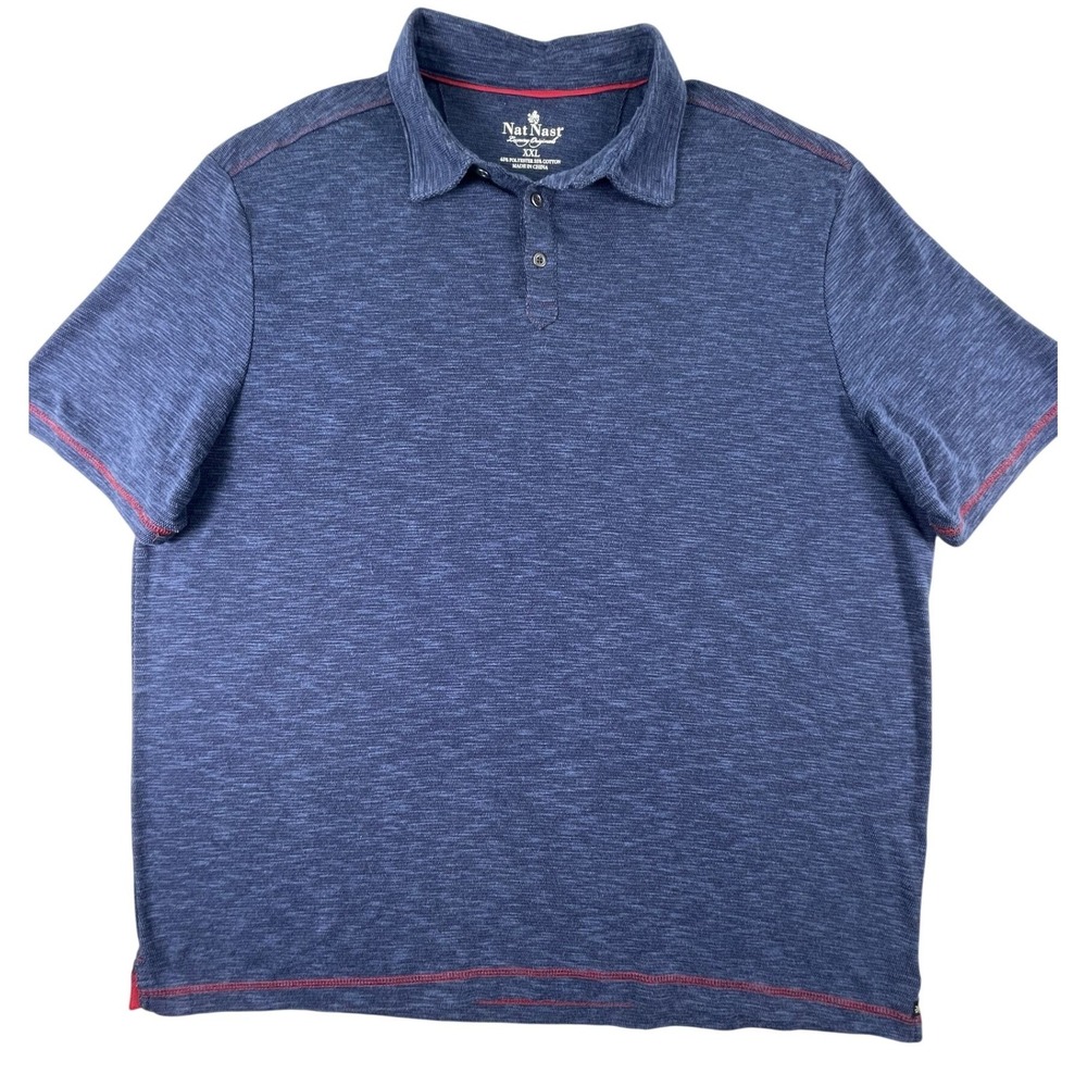Nat Nast Polo Shirt Mens XXL Blue Luxury Originals Space Dye Short Sleeve Knit